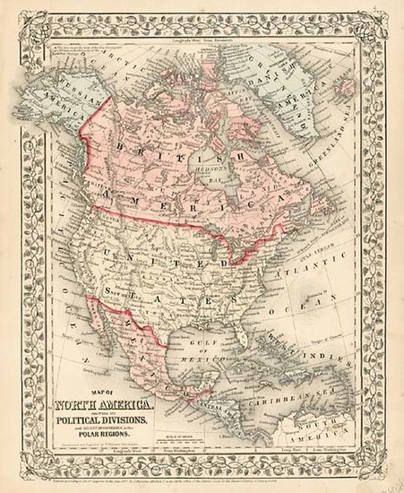 44-North America Map By Samuel Augustus Mitchell Jr.