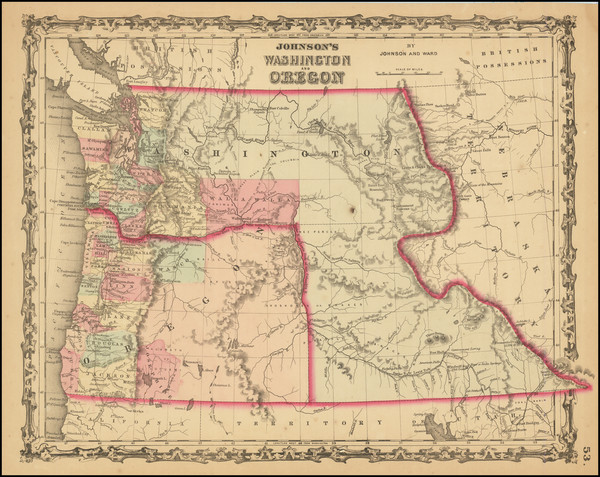 82-Idaho, Pacific Northwest, Oregon and Washington Map By Alvin Jewett Johnson  &  Benjamin P 