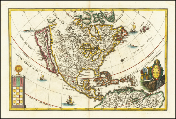 76-North America and California Map By Heinrich Scherer