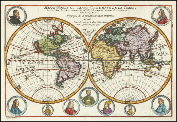 83-World and California as an Island Map By Nicolas de Fer / Guillaume Danet