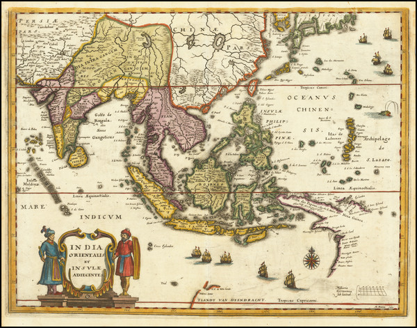 37-China, India, Southeast Asia, Philippines, Australia and Oceania Map By Matthaus Merian