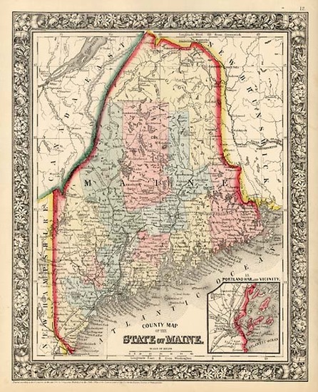 52-New England Map By Samuel Augustus Mitchell Jr.