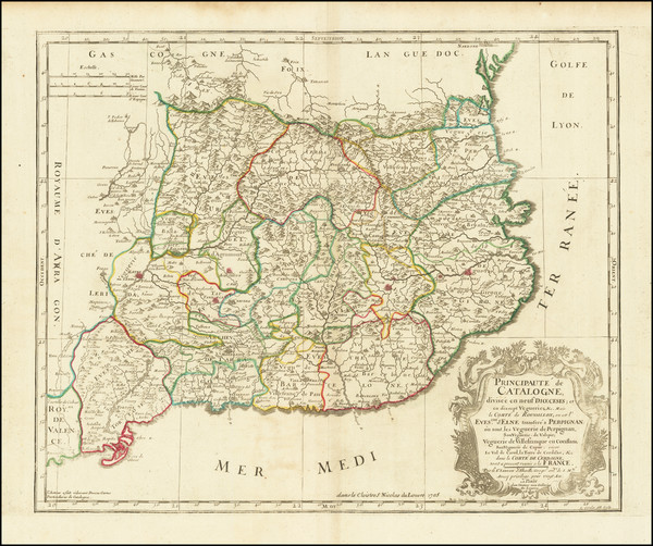 76-Catalonia Map By Nicolas Sanson