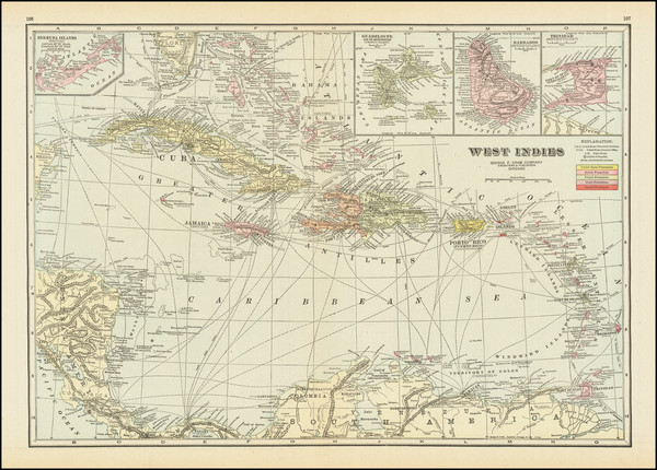 65-Caribbean Map By George F. Cram