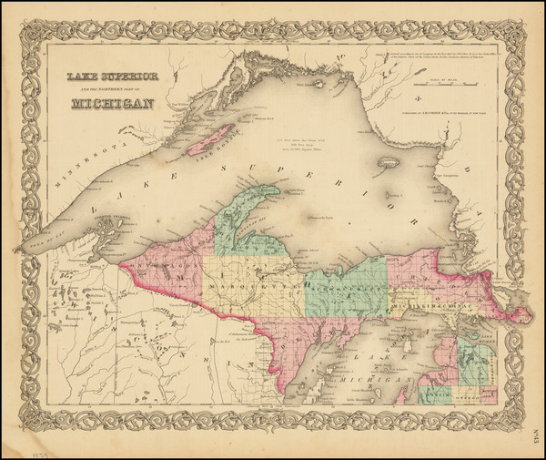 7-Michigan Map By Joseph Hutchins Colton