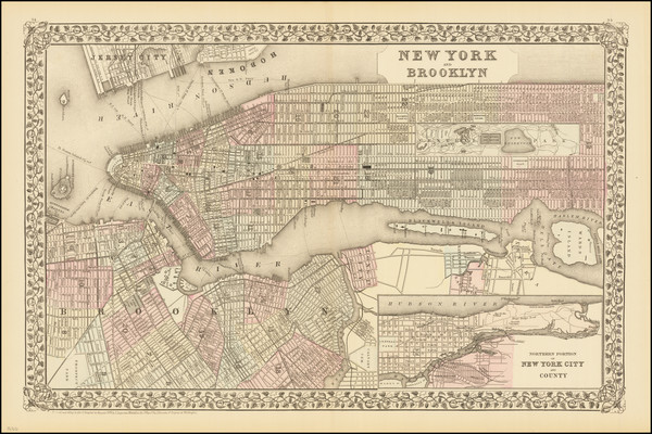 92-New York City Map By Samuel Augustus Mitchell Jr.