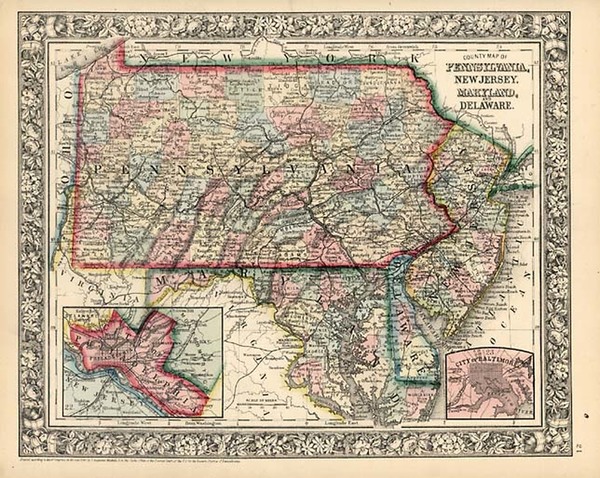 19-Mid-Atlantic Map By Samuel Augustus Mitchell Jr.