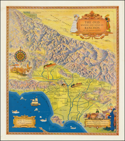 9-Pictorial Maps, California and Los Angeles Map By Title Insurance & Trust Company / Gerald 