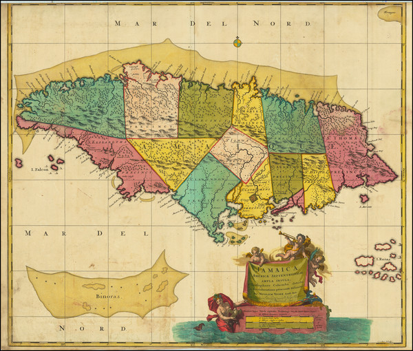 100-Jamaica Map By Nicolaes Visscher I