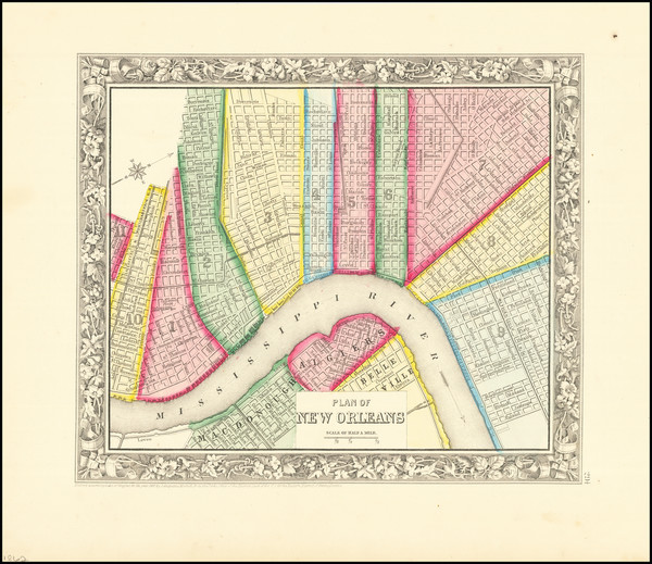 50-New Orleans Map By Samuel Augustus Mitchell Jr.