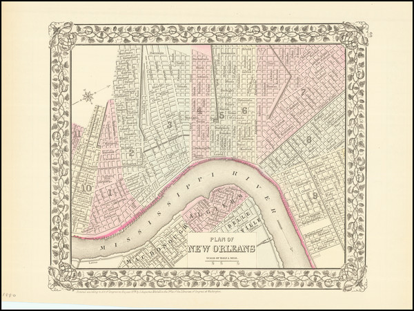 85-New Orleans Map By Samuel Augustus Mitchell Jr.