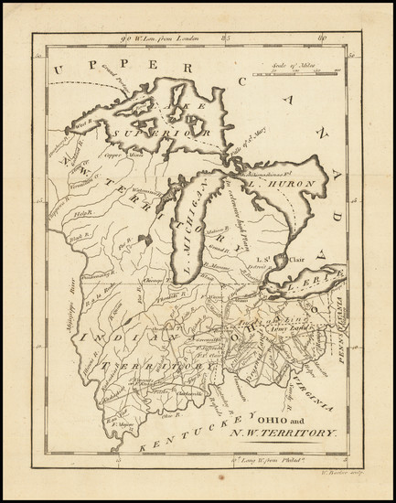 3-Illinois, Indiana, Ohio, Michigan and Wisconsin Map By Mathew Carey