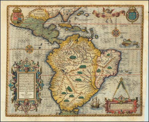 69-Mexico, Caribbean, Central America and South America Map By Theodor De Bry