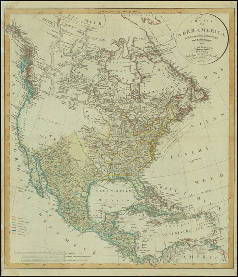 86-United States, Tennessee, Southeast and North America Map By Christian Gottlieb Reichard