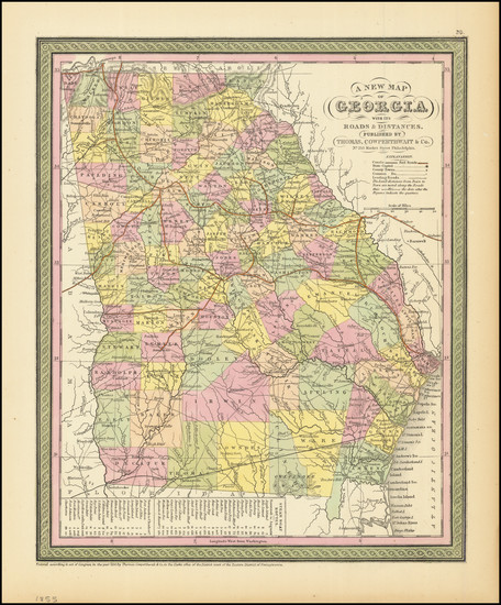 12-Georgia Map By Thomas, Cowperthwait & Co.