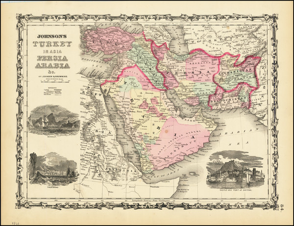 99-Middle East and Turkey & Asia Minor Map By Alvin Jewett Johnson  &  Ross C. Browning