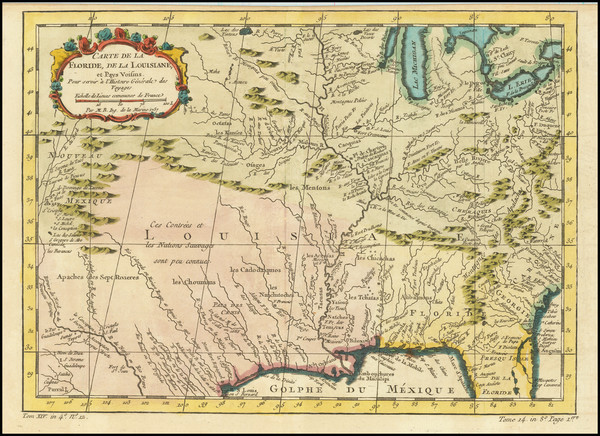 96-South, Southeast, Midwest and Southwest Map By Jacques Nicolas Bellin