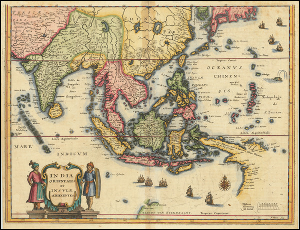 46-China, India, Southeast Asia, Philippines, Australia and Oceania Map By Matthaus Merian