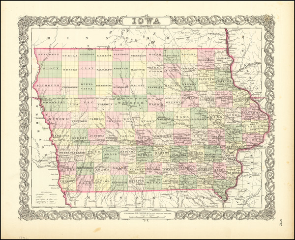 89-Iowa Map By Joseph Hutchins Colton