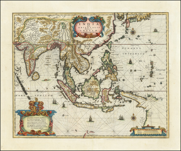 93-China, Southeast Asia, Philippines and Indonesia Map By Henricus Hondius