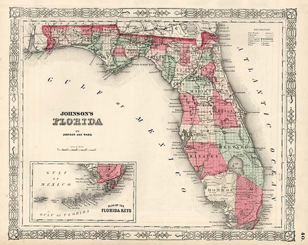 12-Southeast Map By Benjamin P Ward  &  Alvin Jewett Johnson