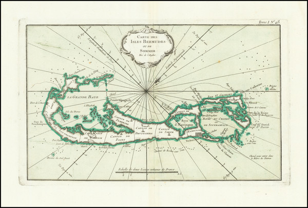 91-Bermuda Map By Jacques Nicolas Bellin