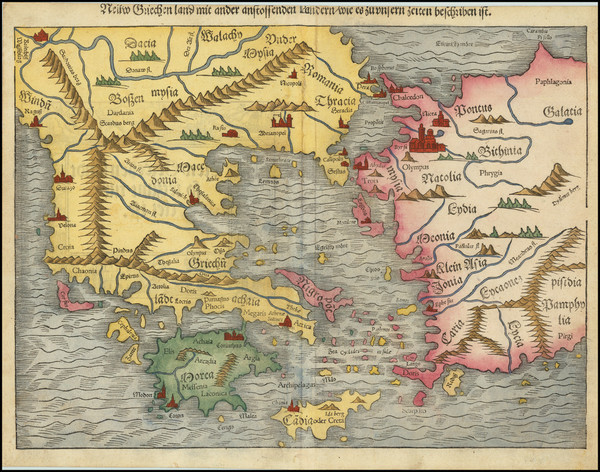 61-Turkey, Turkey & Asia Minor and Greece Map By Sebastian Munster