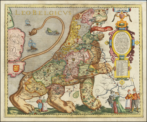 40-Netherlands and Comic & Anthropomorphic Map By Pieter van den Keere