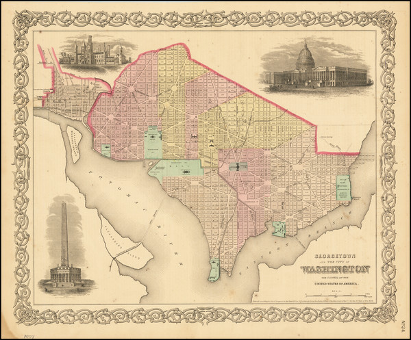 65-Washington, D.C. Map By Joseph Hutchins Colton