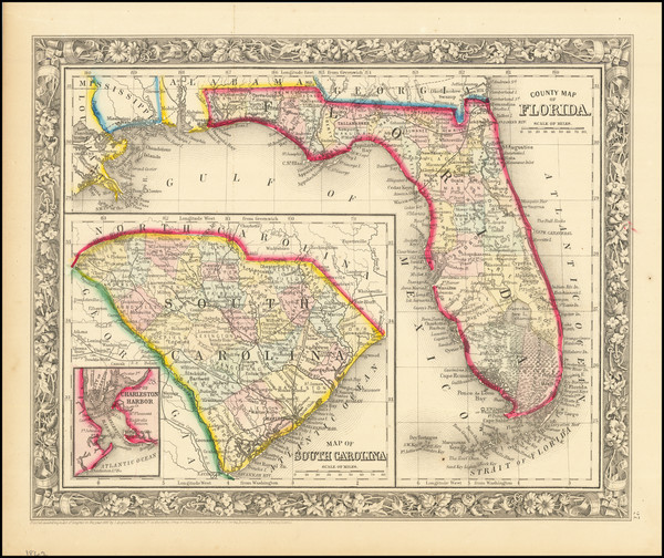 51-Florida Map By Samuel Augustus Mitchell Jr.