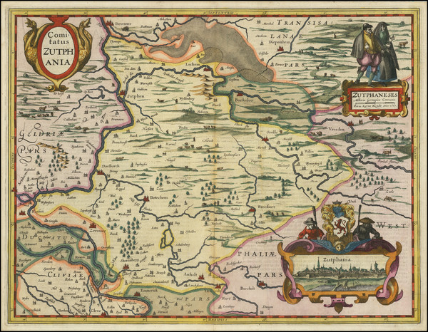 68-Netherlands Map By Petrus Kaerius