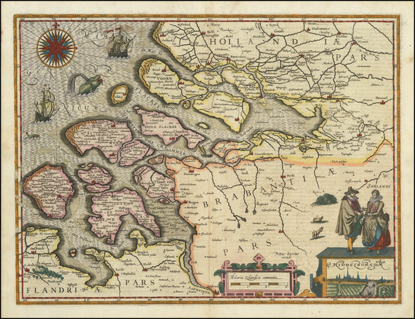 68-Netherlands Map By Petrus Kaerius