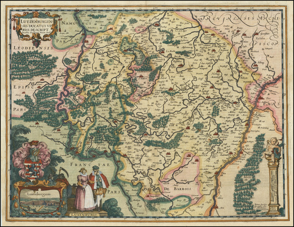 80-Luxembourg Map By Petrus Kaerius