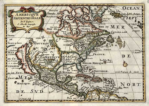 1-Midwest and North America Map By Nicolas Sanson