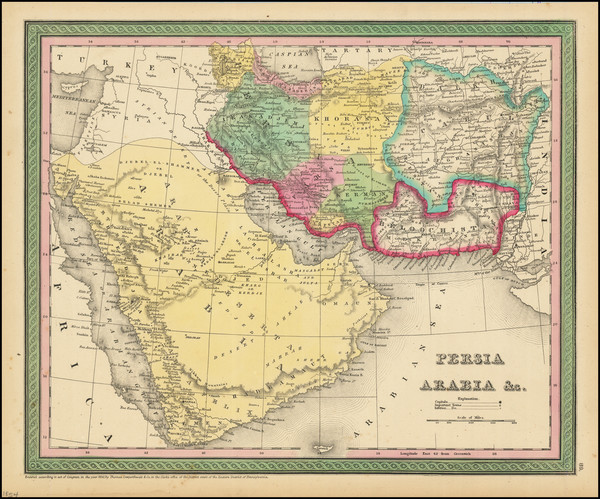 80-Middle East, Arabian Peninsula and Persia & Iraq Map By Thomas, Cowperthwait & Co.