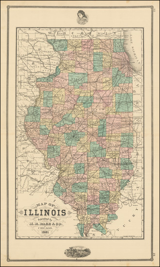 16-Illinois Map By H.R. Page