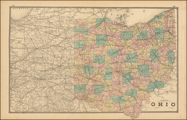 42-Indiana and Ohio Map By H.R. Page