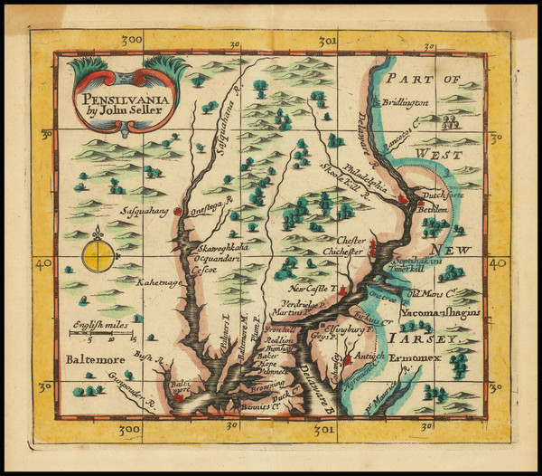 46-Pennsylvania and Maryland Map By John Seller