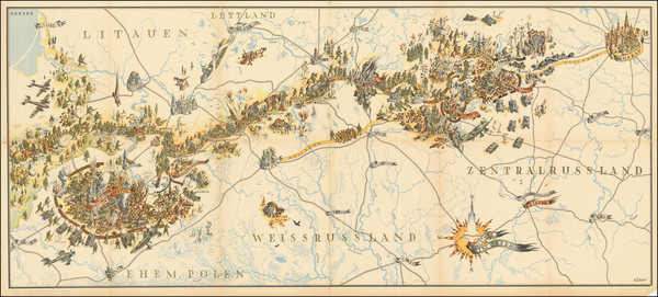 74-World War II Map By L. Allu (?) / Wehrmacht-Propaganda