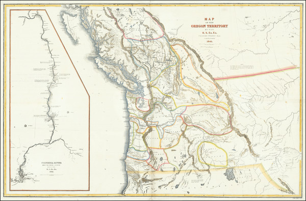 8-Idaho, Montana, Wyoming, Oregon, Washington, California and Canada Map By Charles Wilkes