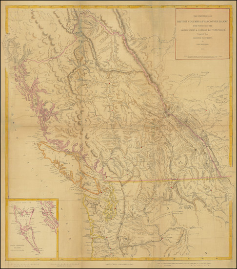 82-Idaho, Oregon, Washington and British Columbia Map By John Arrowsmith