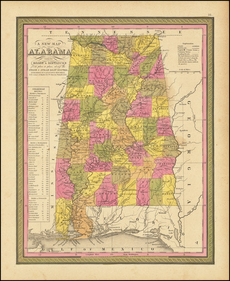 85-Alabama Map By Samuel Augustus Mitchell