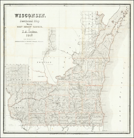 73-Wisconsin Map By Increase Lapham