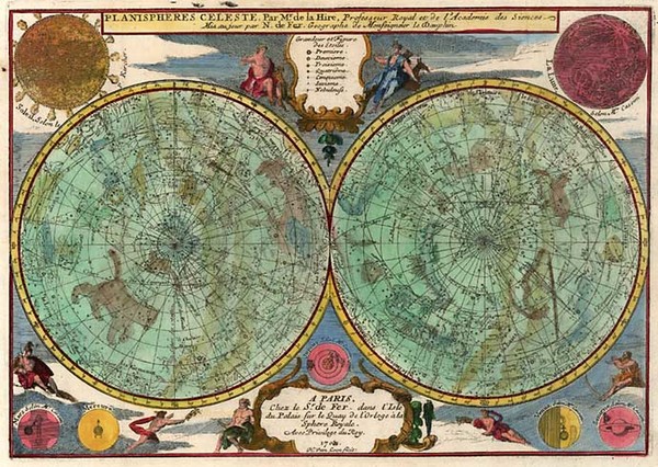 84-World, World, Celestial Maps and Curiosities Map By Nicolas de Fer