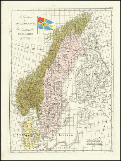 37-Scandinavia, Sweden and Norway Map By Francesco Costantino Marmocchi