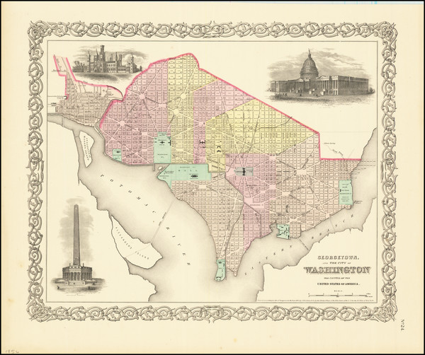 80-Washington, D.C. Map By Joseph Hutchins Colton