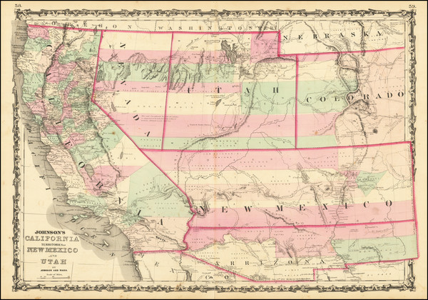 12-Southwest, Arizona, Utah, Nevada, New Mexico, Rocky Mountains, Utah and California Map By Benja