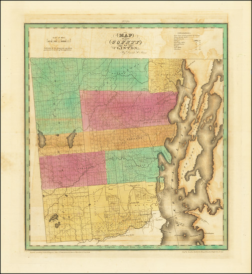 98-Vermont and New York State Map By David Hugh Burr