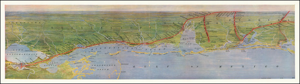 0-Florida, Louisiana, Alabama and Mississippi Map By Poole Brothers