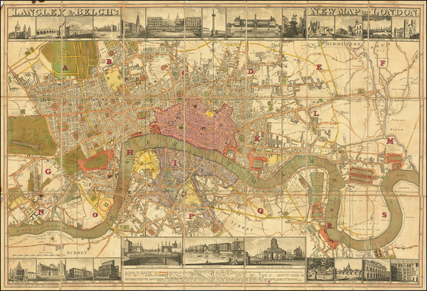 54-British Isles and London Map By Langley & Belch